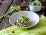 Spaghetti de riz sauce à l’avocat, citron vert et coriandre { Bataille Food # 20 }