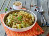 Tagliatelle aux poireaux, crumble de pois chiches et Lévaline