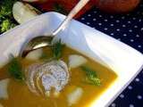 Velouté de patates douces, fenouil, pommes & coriandre