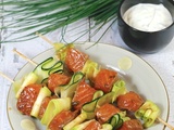 Brochettes de saumon mariné