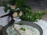 Cabillaud à la crème d’ail et persil