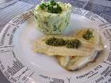 Filets de sole au pesto et purée à l’huile d’olive et aux herbes