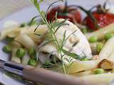 Filets de sole aux penne, légumes et estragon