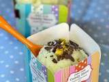 Glace pistache et copeaux de chocolat