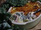 Gratin de chou kale, lardons et pommes de terre