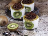 Mousse au fromage blanc aux kiwis et moelleux chocolat