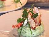 Mousse d'avocat aux herbes et au king crabe