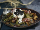 Salade de haricots verts burrata truffes et pleurotes