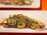 Saumon basse température, en écailles de courgette et crème d’oseille