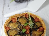 Tarte à l’aubergine et purée de tomates confites