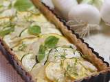 Tarte oignons courgettes au basilic et au thym