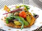 Tartes fines aux légumes et au pesto de mesclun