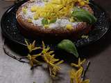 Tendre gâteau à la mangue basilic et noix de coco