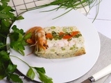 Terrine de crevettes et lotte aux légumes