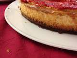 Cheesecake vanille et coulis de framboises