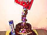 Gravity cake au chocolat, Smarties et Maltesers