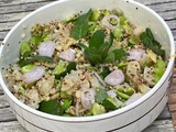 Salade fèves, artichaut, menthe au miso