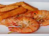 Gambas et frites de patates douces