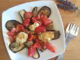 Salade d'aubergine, mozzarella panée