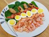 Assiette-Repas : Oeufs de caille-Boudin blanc-Tomate-Etc