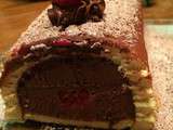 Bûche vanille, chocolat et framboises