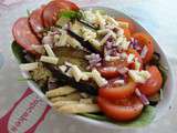 Salade boulgour, aubergines, asperges, chorizo