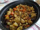 Tajine poulet, carottes, navets et pois chiche