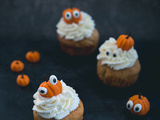 Halloween : Muffins au potiron avec citrouille en pâte d’amande