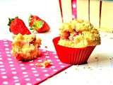 Muffin coco et coeur de fraise, Crumble chocolat blanc