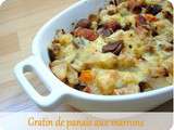 Gratin de panais et marrons aux saucisses