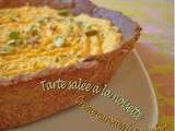 Tarte salée à la noisette, crème carottes et roquefort