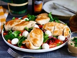 Salade au poulet, haricots rouges et épinards
