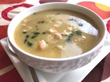 Soupe aux poireaux et crevettes