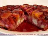 Gâteau pudding aux framboises et aux prunes