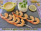 Brochettes de gambas en persillade et sauce au pastis