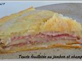 Tourte feuilletée au jambon et champignons