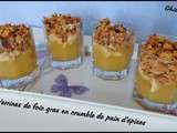 Verrine de foie gras en crumble de pain d'épices