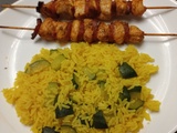 Brochettes poulet chorizo riz safrané 1 courgette combi ninja