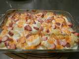 Gratin dauphinois saucisses Francfort et mimolette