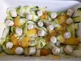 Tagliatelles de courgette et nectarine au boursin figue noix