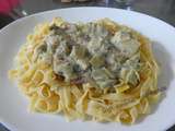 Tagliatelles et fondue de poireaux à la carbonara