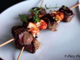 Brochettes de canard et ecrevisses