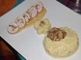 Roulade de poulet aux noix avec  pommes de terre et champignons