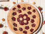 Tourte fleurs rhubarbe et fraises