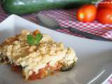 Crumble salé à la tomate, courgette et parmesan