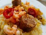 Jambalaya aux crevettes et saucisse de Toulouse