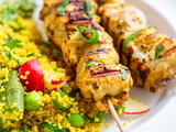 Brochettes de poulet au curry