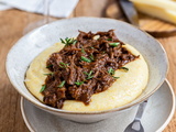 Effiloché de bœuf mijoté et polenta crémeuse