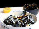 Moules au lait de coco, poireaux et safran