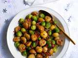 Poêlée de choux de Bruxelles, marrons et lardons